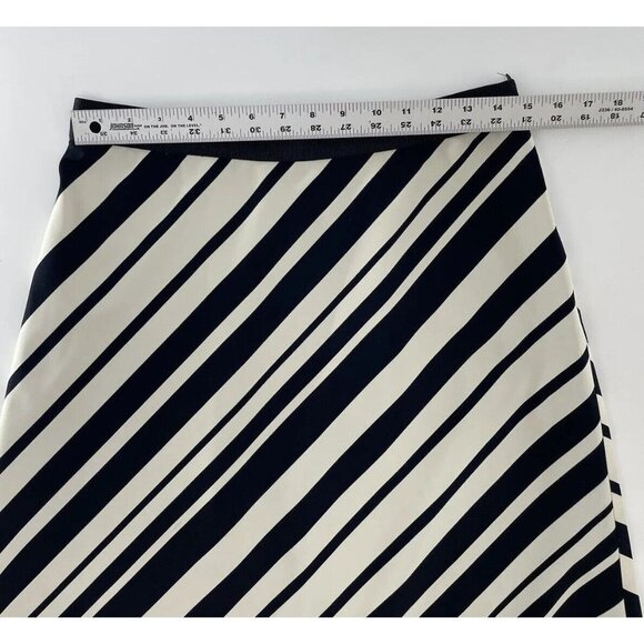 Ann Taylor Women’s Black White Striped A Line Flat Front Lined Casual Skirt 10 - Picture 7 of 11